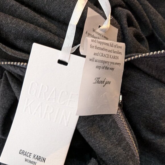 Grace Karin Gray Tiered Ruffle Hoodie Tunic Top Dress Womens Sz Medium M NEW NWT - Picture 8 of 10